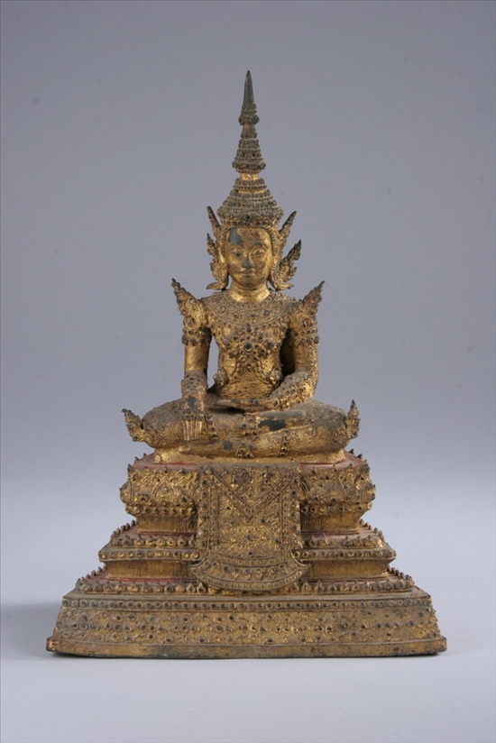 Appraisal: THAI GILT-BRONZE FIGURE OF BUDDHA Bangkok period th century Seated