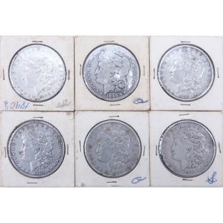 Appraisal: Collection of Six Morgan Silver Dollars Dates ranging from -