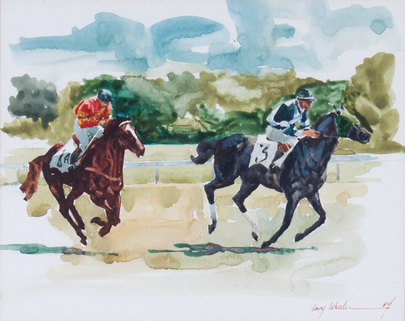 Appraisal: Larry Wheeler Stretch watercolor on paper American b Signed and