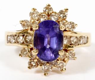 Appraisal: CT TANZANITE AND KT YELLOW GOLD RING SIZE A kt