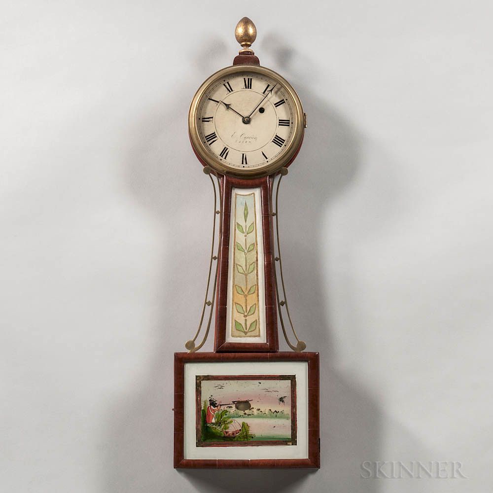 Appraisal: E Currier Patent Timepiece or Banjo Clock E Currier Patent