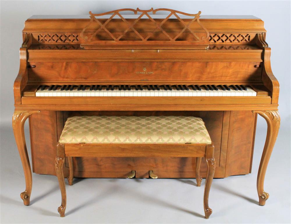 Appraisal: STEINWAY UPRIGHT PIANO AND BENCH h w d in