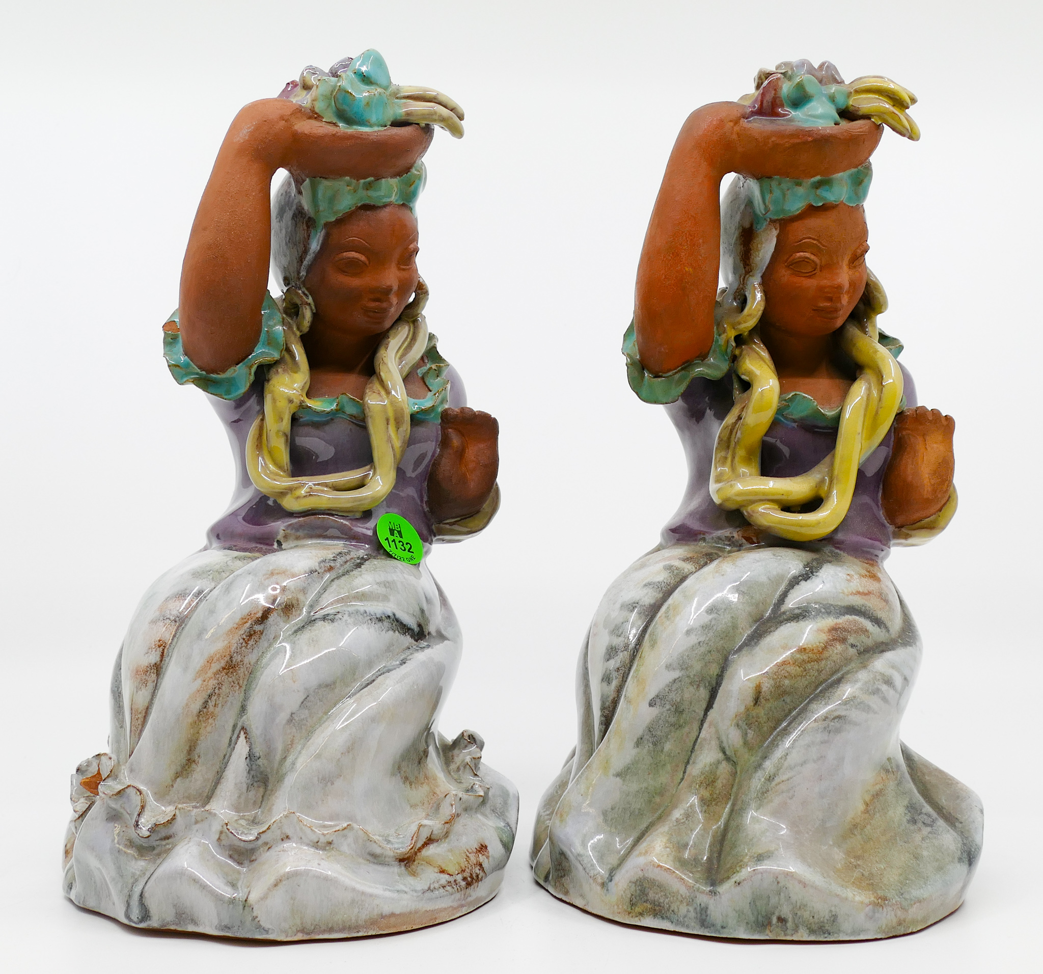 Appraisal: Pair Mary Erkenbrack California Pottery Dancer Figures ''