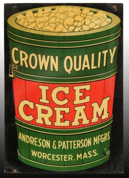 Appraisal: Embossed Tin Crown Quality Ice Cream Sidewalk Sign Description s