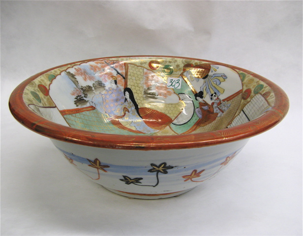 Appraisal: A LARGE JAPANESE KUTANI POTTERY BOWL hand painted interior with