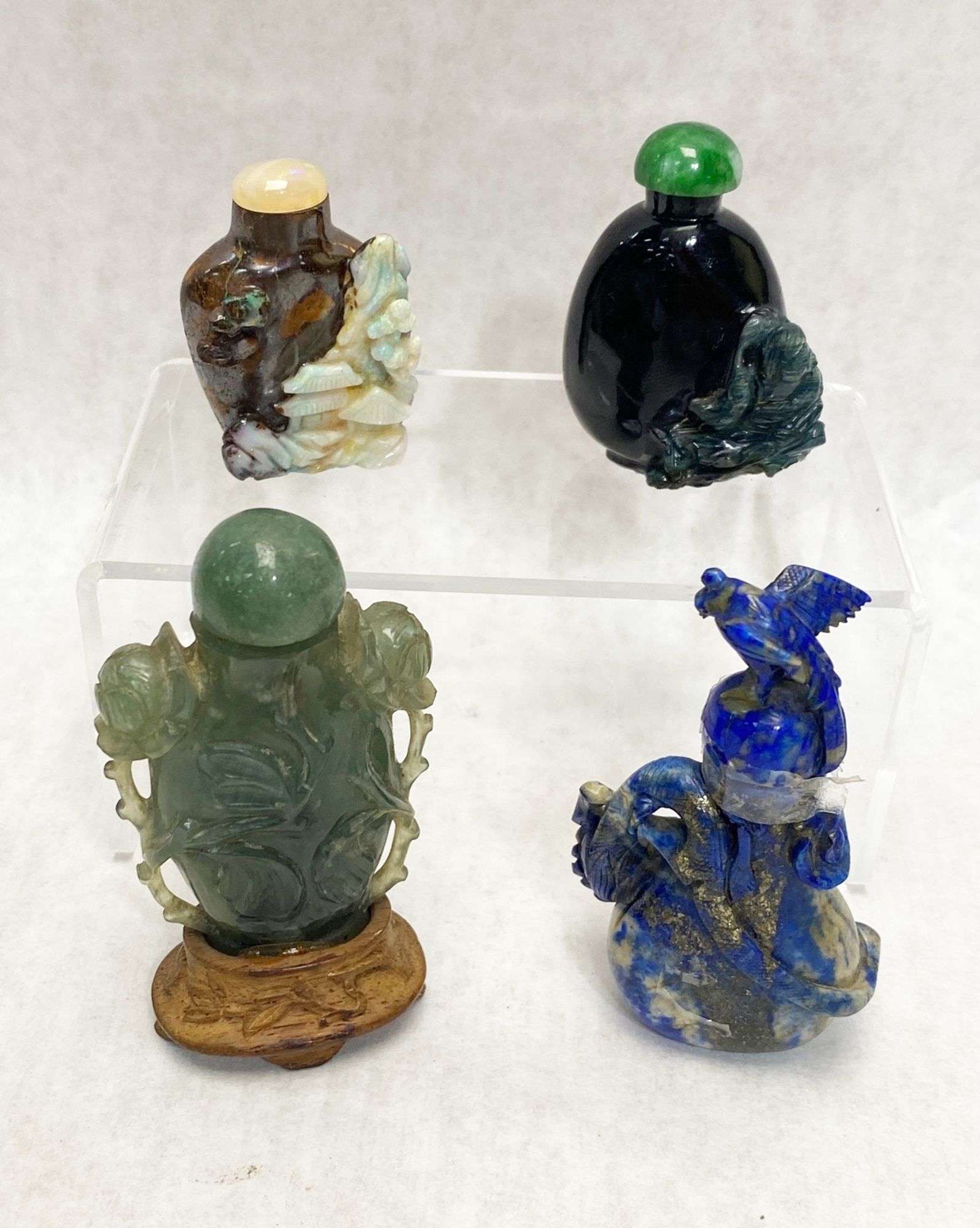 Appraisal: Chinese Carved Hard Stone Snuff BottlesCondition Please see photos