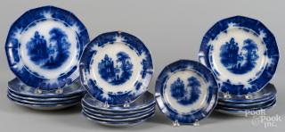 Appraisal: Seventeen Flow Blue Coburg pattern plates ''- '' dia