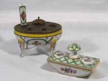 Appraisal: A porcelain and gilt metal ink stand with matching seal