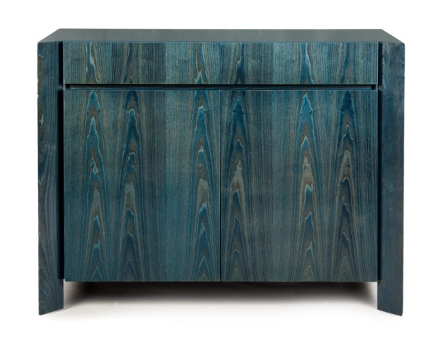 Appraisal: Pace Collection blue stained wood cabinet flat front with projecting