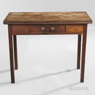 Appraisal: Mahogany Card Table with Drawer Massachusetts last quarter th century