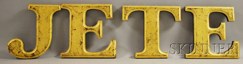 Appraisal: Set of Four Giltwood Signage Letters E J and T