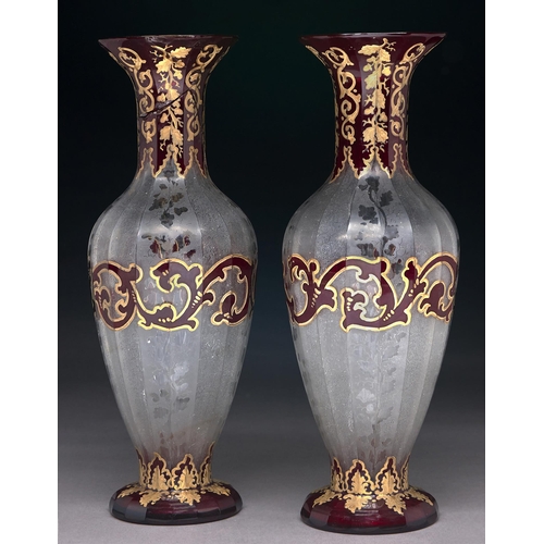 Appraisal: A pair of French or Bohemian ruby flashed gilt and