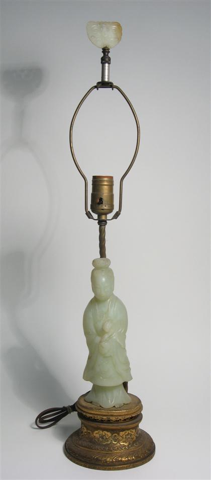 Appraisal: Jade figural lamp of a Quan Yin Figure H in