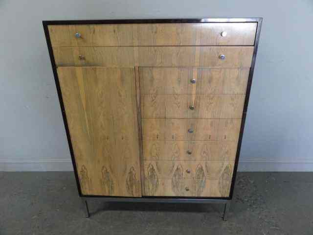 Appraisal: Midcentury Lacquered Cerused Rosewood Cabinet Multi drawer with side door