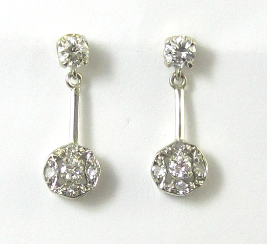 Appraisal: PAIR OF DIAMOND AND FOURTEEN KARAT WHITE GOLD EARRINGS each