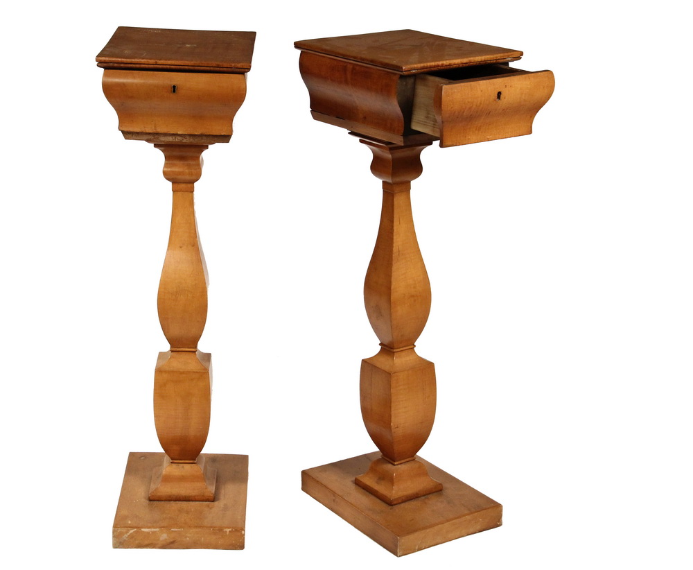 Appraisal: PAIR OF BIEDERMEIER STANDS - Period Maple Pediment Stands with