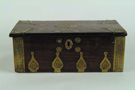 Appraisal: EARLY NEAR EASTERN STORAGE BOX Hinged lid rectangular box has