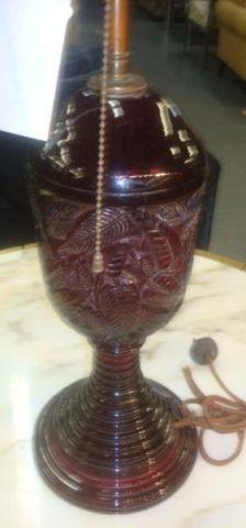 Appraisal: Antique Ruby Glass Lamp From a Yonkers home