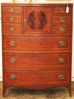 Appraisal: George III Mahogany the central cabinet with a panel of