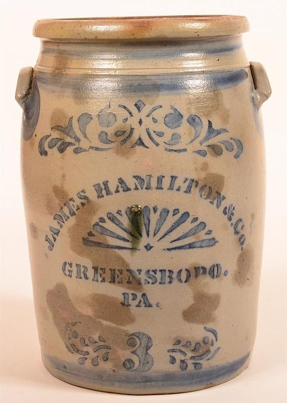 Appraisal: James Hamilton Waynesboro Stoneware Crock James Hamilton Waynesboro PA Three