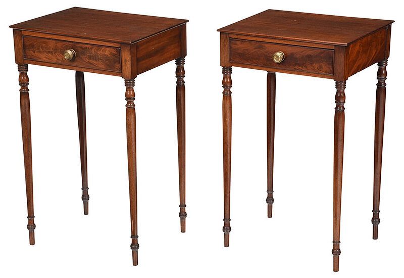 Appraisal: Pair American Federal Mahogany Side Tables Attributed to Charleston South