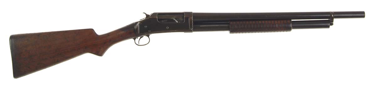 Appraisal: RAILROAD USED WINCHESTER MODEL PUMP ACTION RIOT GUN Cal ga