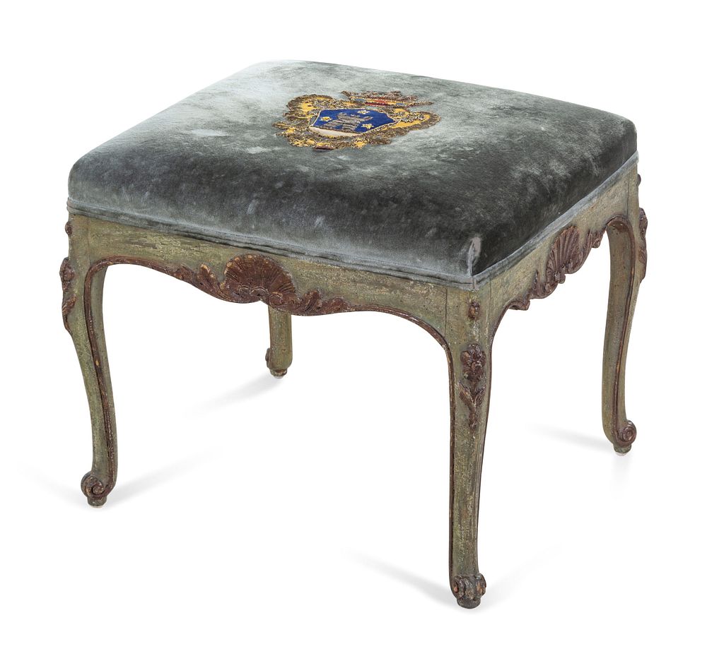 Appraisal: A Louis XV Style Metallic Thread Embroidery Upholstered and Painted