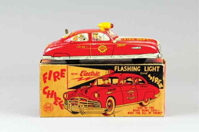 Appraisal: MARX BOXED FIRE DEPT AUTO Lithographed tin extensive graphics overall