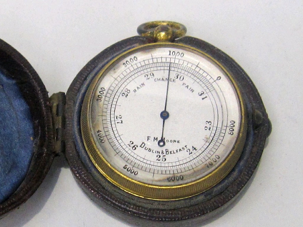 Appraisal: Cased pocket barometer by F M Moore Dublin Belfast