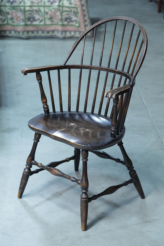 Appraisal: OHIO WINDSOR ARMCHAIR Walnut with knuckeled arms and turned legs