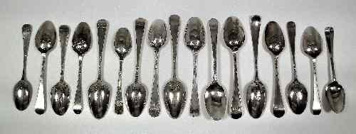 Appraisal: A small collection of seventeen silver ''Picture Back'' tea spoons