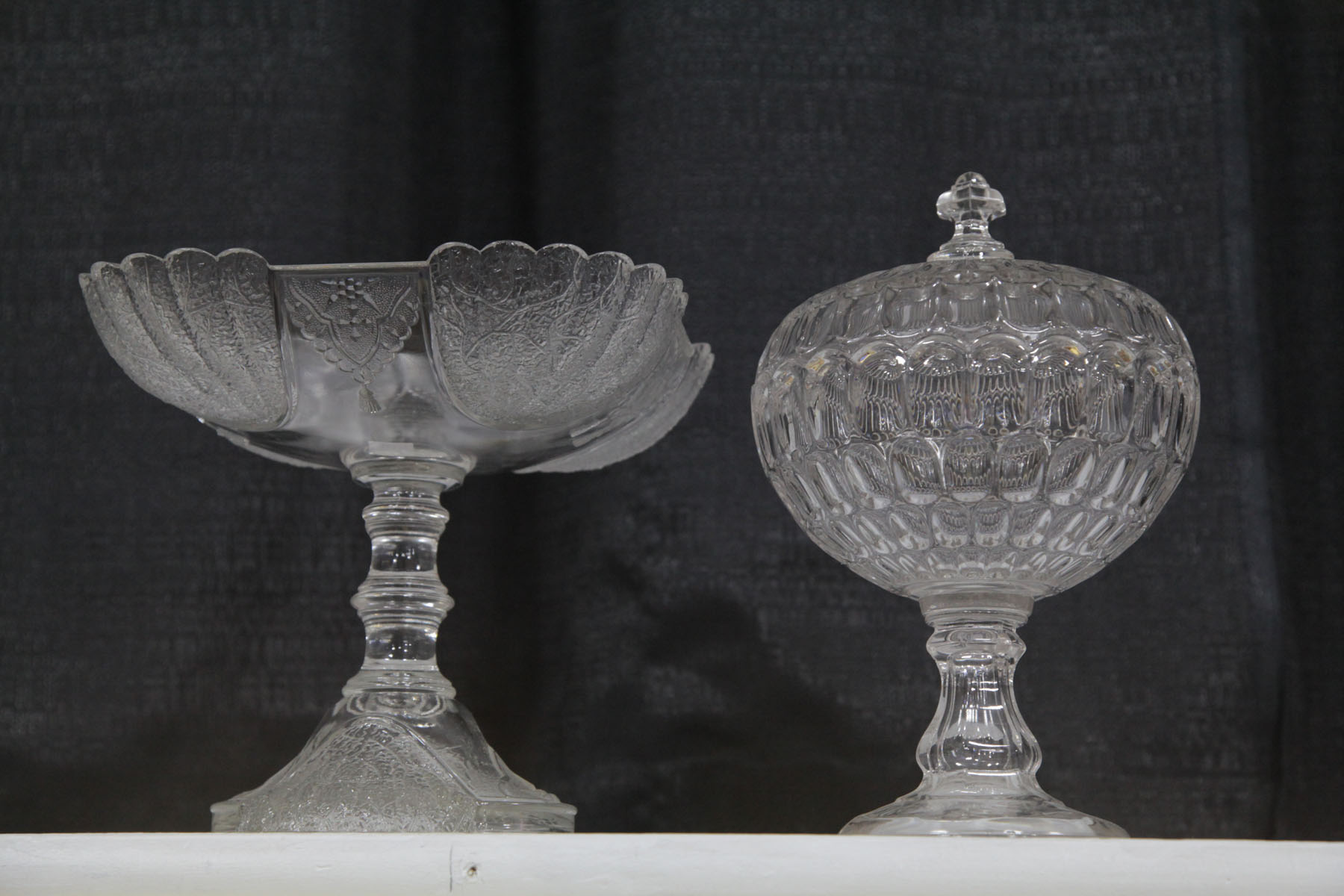 Appraisal: TWO PIECES OF GLASS American th century A square compote