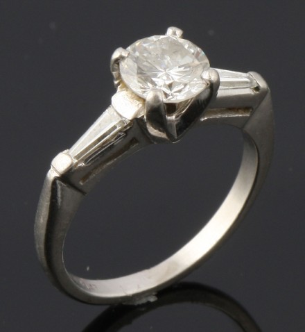 Appraisal: Platinum and diamond ring one mm x mm diamond ct