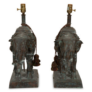 Appraisal: A Pair of Maitland-Smith Cast Metal Elephant-Form Table Lamps st