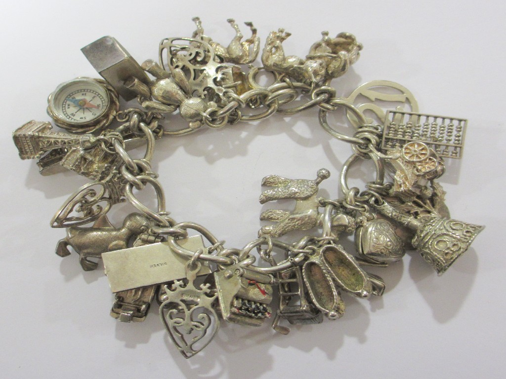 Appraisal: Heavy silver charm bracelet