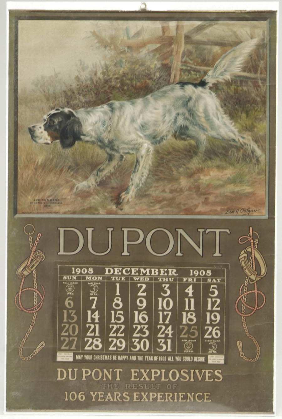 Appraisal: DU PONT EXPLOSIVES CALENDAR Illustration of the English setter Joe