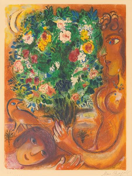 Appraisal: After Marc Chagall by Charles Sorlier Woman with Bouquet from