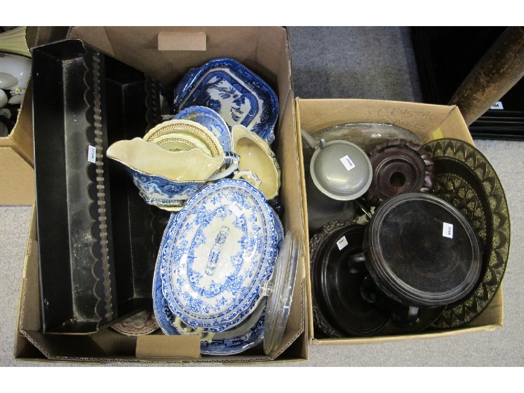 Appraisal: Two box lots comprising pewter tappit hen various blue and