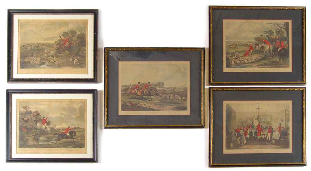 Appraisal: BACHELOR'S HALL FOX HUNT SCENE ENGRAVINGS Consisting of plates -