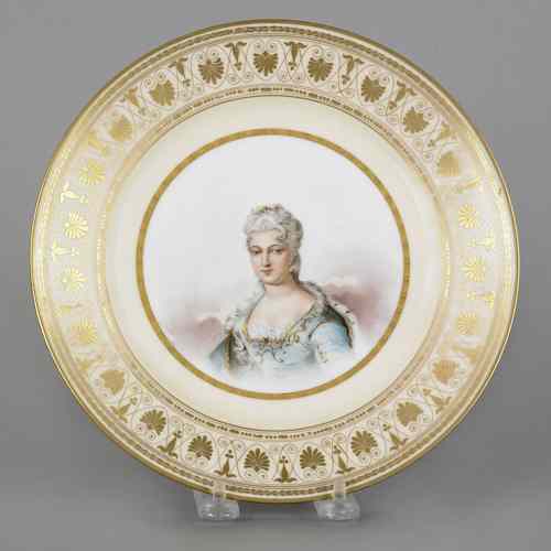 Appraisal: Sevres porcelain portrait plate th c depicting Louise d'Orleans dia