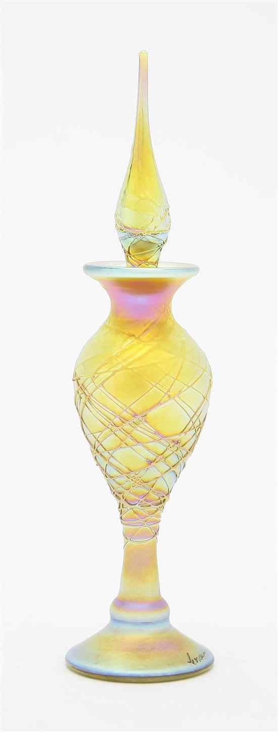 Appraisal: A Studio Glass Scent Bottle Christian Bernard in gold iridescence