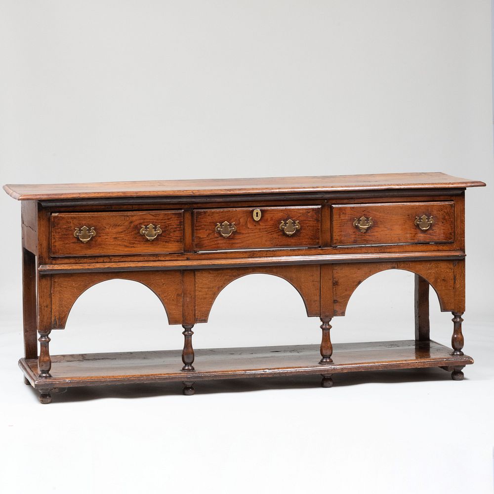 Appraisal: William and Mary Welsh Oak Dresser Base x ft x