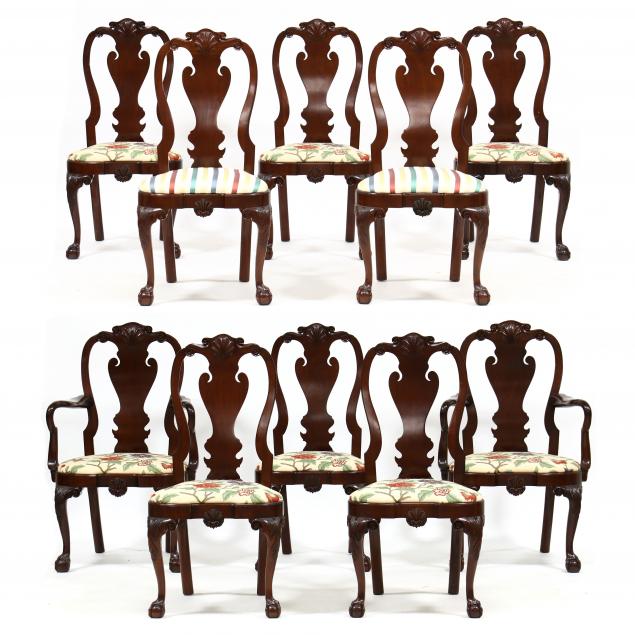 Appraisal: KINDEL SET OF TEN QUEEN ANNE STYLE CHERRY DINING CHAIRS