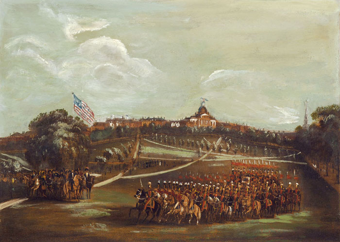 Appraisal: THE NATIONAL LANCERS WITH THE REVIEWING OFFICERS ON BOSTON COMMON