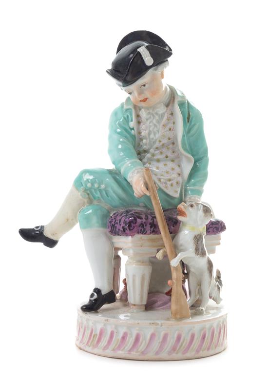 Appraisal: Sale Lot A German Porcelain Figural Group depicting a hunter