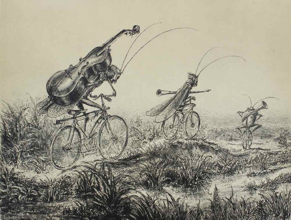 Appraisal: WEBER Andreas Paul German - Insect Musical Band on Bicycles