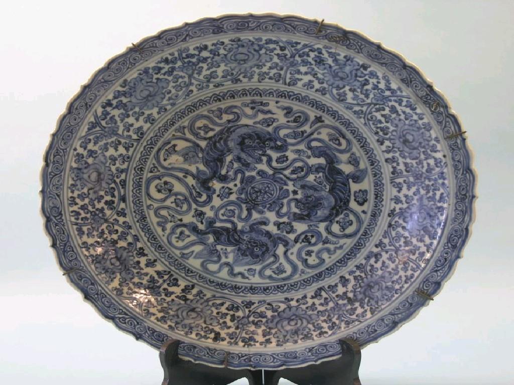 Appraisal: A large th century Chinese porcelain charger painted with a