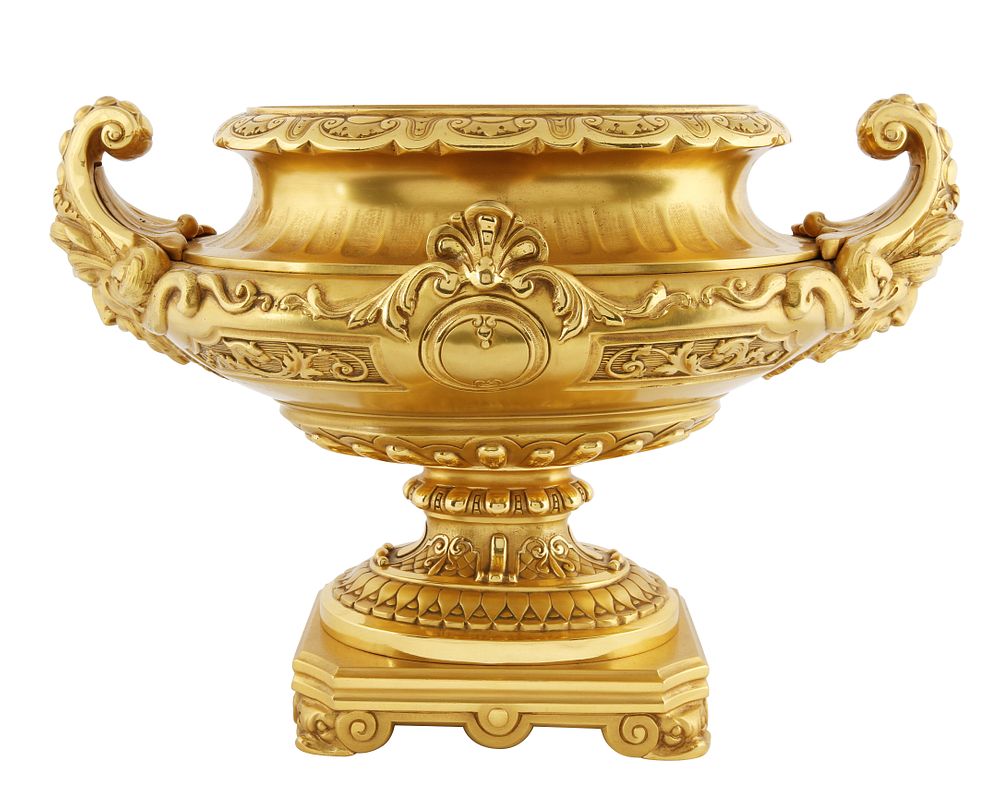 Appraisal: RUSSIAN GOLD PLATED ORMOLU CENTERPIECE BOWL TH CENTURY RUSSIAN GOLD