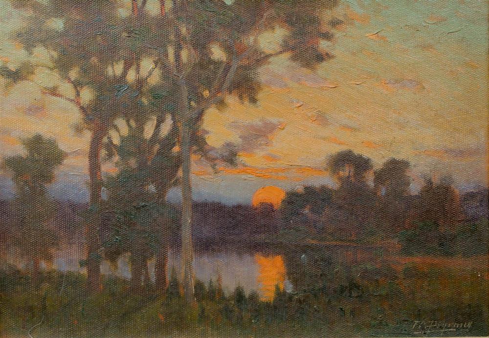 Appraisal: FRANK CHARLES PEYRAUD AMERICAN - SUNSET Oil on canvas x