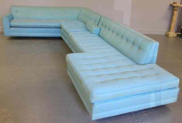 Appraisal: Midcentury Sectional Sofa Cylinder feet Please note this came from